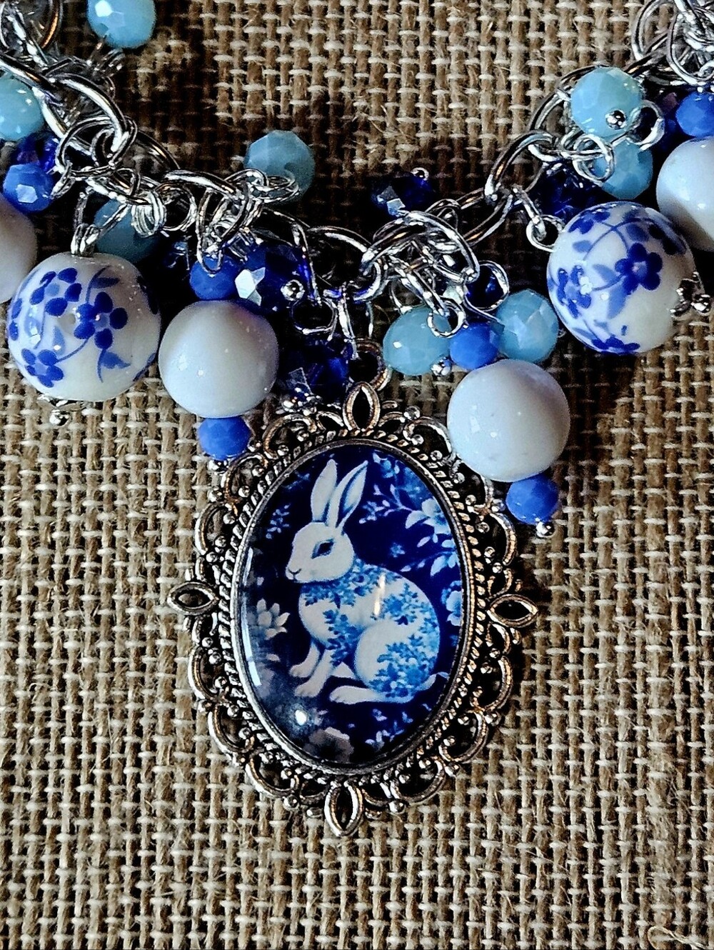 Blue And White Rabbit Cha Cha Charm Bracelet